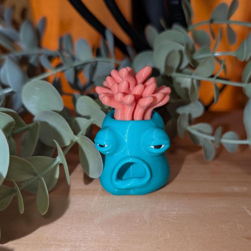 3d printed sea monster desk figurine teal and pink